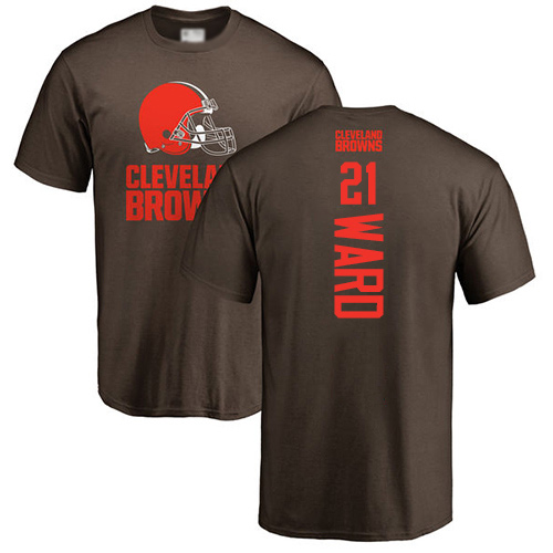 Men Cleveland Browns Denzel Ward Brown Jersey #21 NFL Football Backer T Shirt